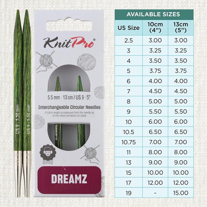 Knit Pro Dreamz Interchangeable Circular Needles 5" (13cm) | US Size 9 (5.5mm) - Image 3